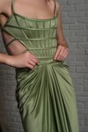 Yeşil Korse Drapeli Elbise